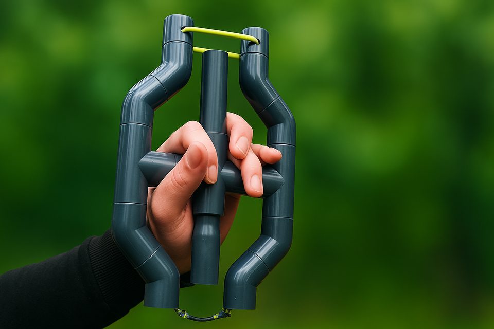 Hand Gripping a PVC Slingshot