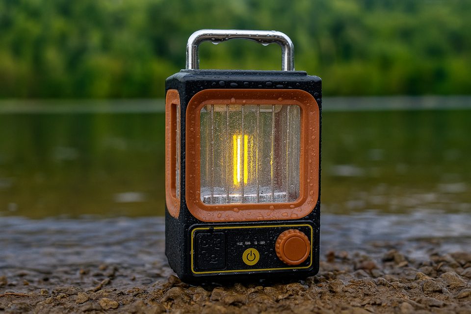 Rustic Lantern by Calm Lake